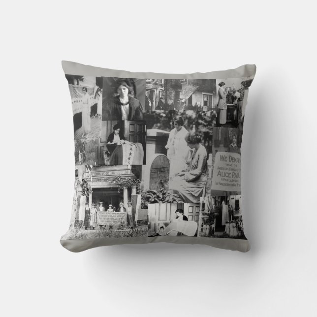 Alice Paul Suffragette Historical Photo Collage Cushion (Front)