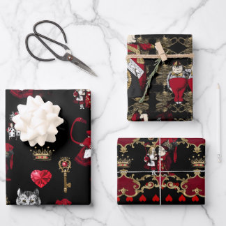 Alice Queen of hearts black and red set Wrapping Paper Sheet