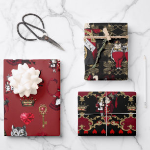 Alice Queen of hearts black and red set  Wrapping Paper Sheet