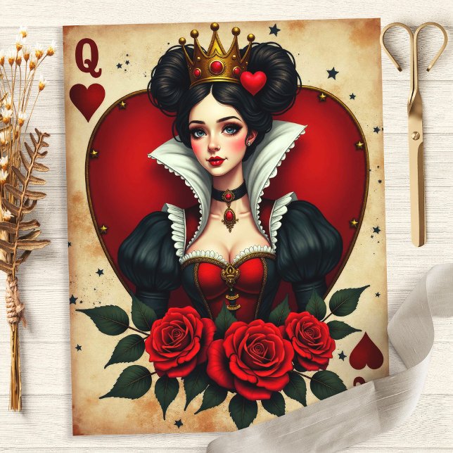 Alice Queen of Hearts Playing Card Scrapbook Paper (Creator Uploaded)