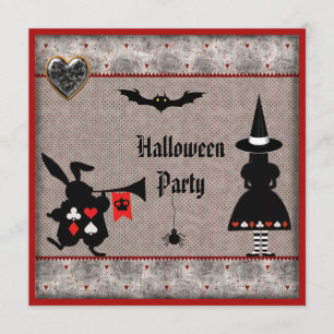 Alice & Rabbit Wonderland Halloween Party Invites