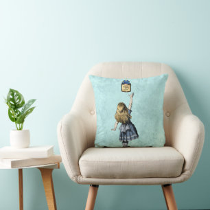Alice Reachs For the Drink Me Potion Bottle Cushion