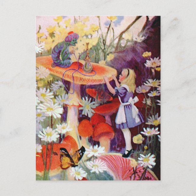 Alice Seeks Advice From the Caterpillar Postcard (Front)