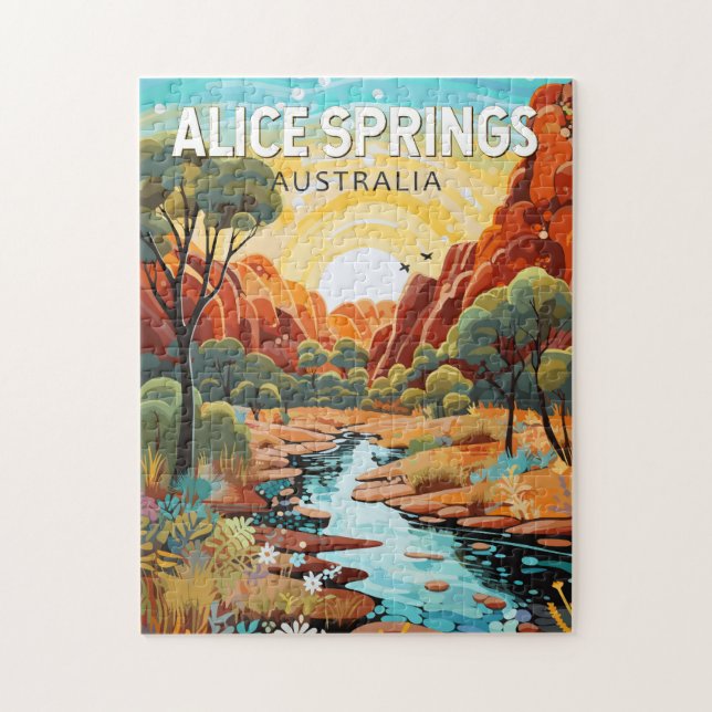 Alice Springs Australia Travel Art Vintage Jigsaw Puzzle (Vertical)