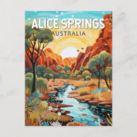 Alice Springs Australia Travel Art Vintage