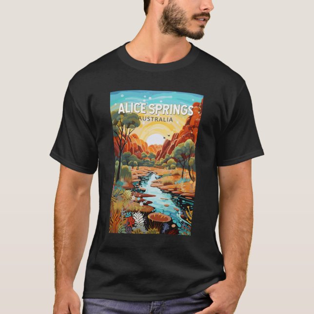 Alice Springs Australia Travel Art Vintage T-Shirt (Front)