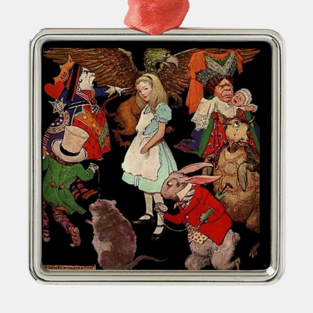 Alice Surrounded By Friends Metal Tree Decoration (Front)
