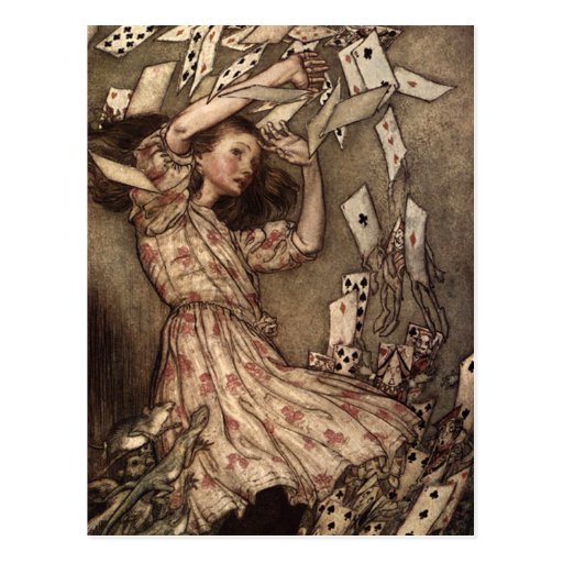 Image of Alice Swarmed by Playing Cards