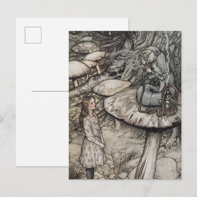 Alice talking to the Caterpillar Small Postcard (Front/Back)