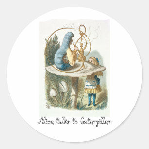 Alice talks to Caterpillar Classic Round Sticker
