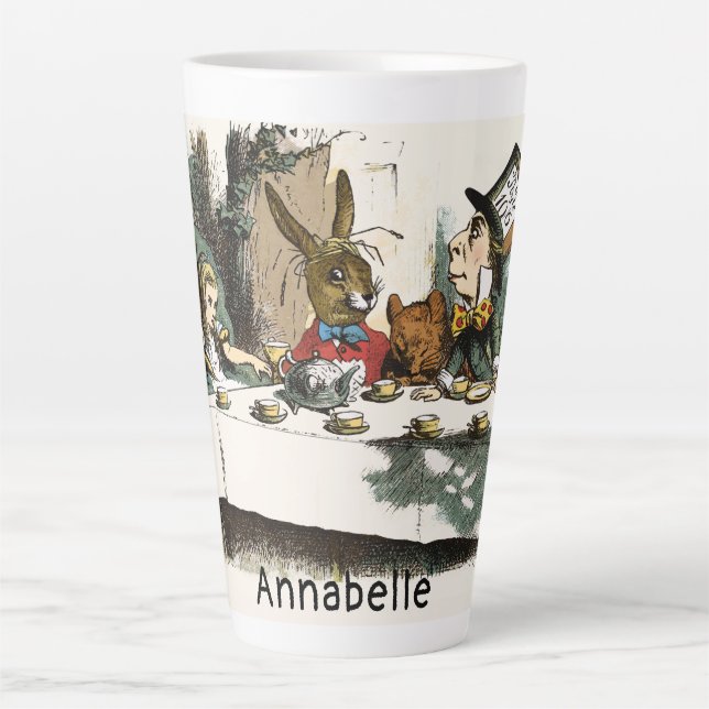 Alice Tea Party Mad Hatter Personalise Latte Mug (Front)