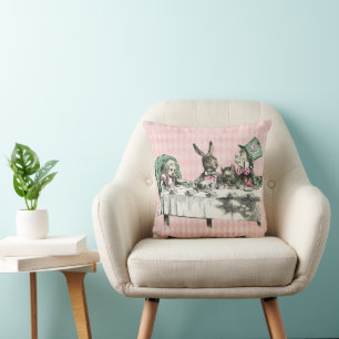 Alice Tea Party Vintage Throw Pillow