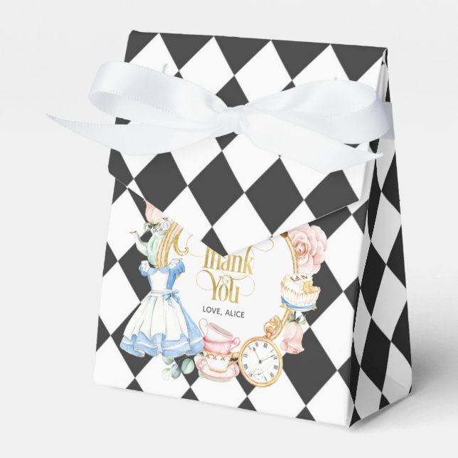 Alice tea party wonderland birthday purple favour  box (Front Side)