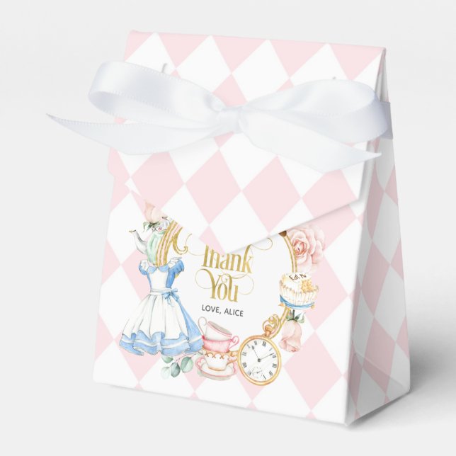 Alice tea party wonderland birthday purple favour  box (Front Side)