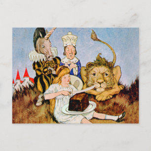 Alice Tells A Lion & Unicorn Cake Makes It Better Postcard