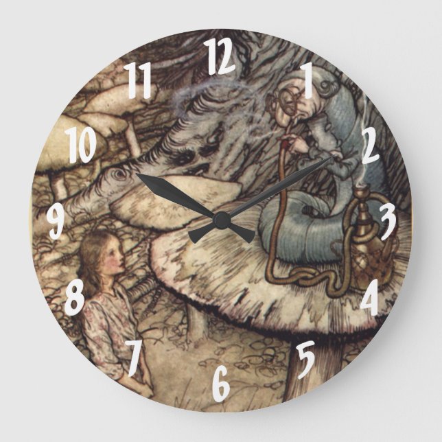 Alice & the Caterpillar Arthur Rackham Wall Clock (Front)