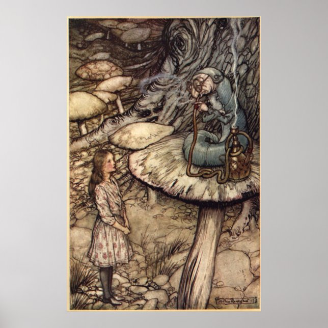 Alice & the Caterpillar by Arthur Rackham Poster (Front)