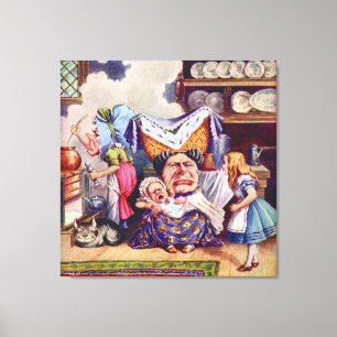 Alice, the Duchess & the Pig Baby in the Kitchen Canvas Print