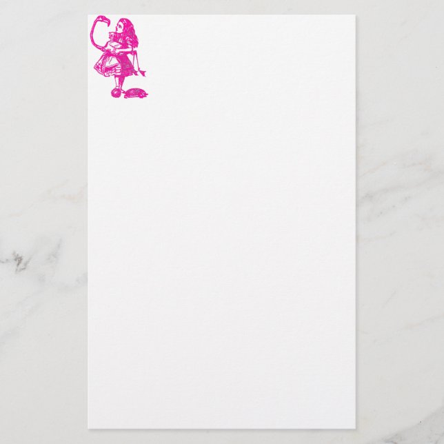 Alice & the Flamingo in Hot Pink Stationery (Front)