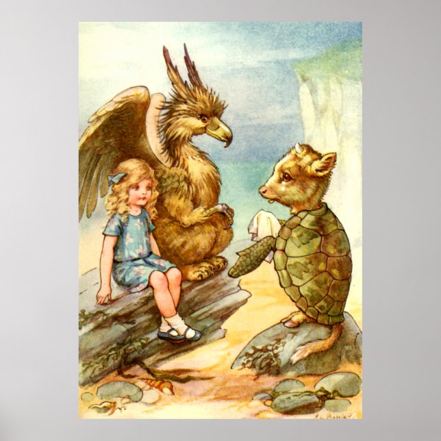 Alice, the Griffin & the Mock Turtle in Wonderland Poster (Front)