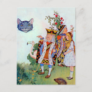 Alice, The King of Hearts & the Cheshire Cat Postcard