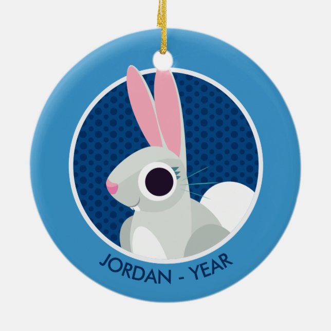 Alice the Rabbit Ceramic Tree Decoration (Back)