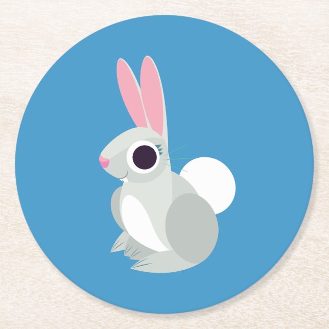 Alice the Rabbit Round Paper Coaster (Front)