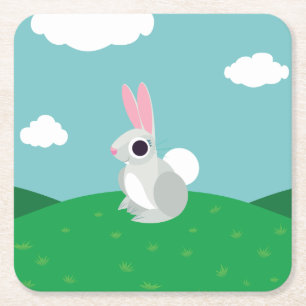 Alice the Rabbit Square Paper Coaster