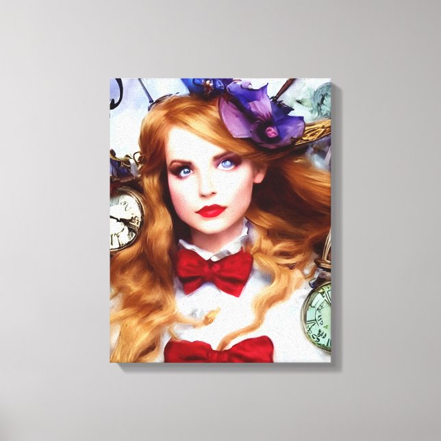 Alice Time Keeps Moving AI Generated Art Canvas Print (Front)