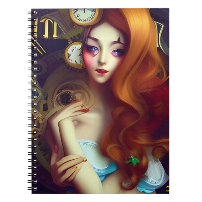 Alice Time Keeps Moving AI Generated Art  Notebook (Front)