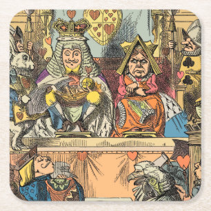 Alice Trial of the Knave of Hearts Vintage Square Paper Coaster