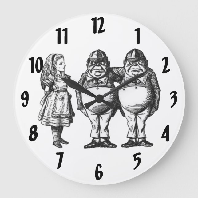 Alice, Tweedle Dee & Tweedle Dum Wall Clock (Front)