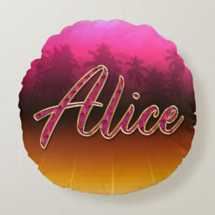 Alice Vorname Name golden pink Kissen Round Cushion