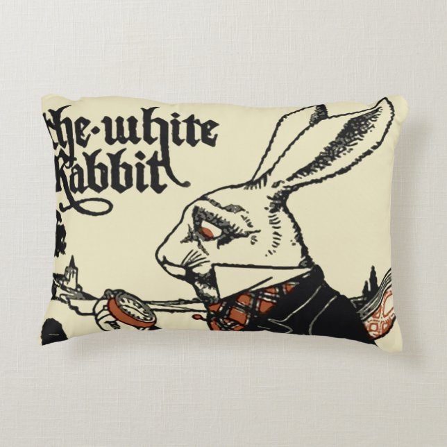 Alice White Rabbit Classic Wonderland  Decorative Cushion (Back)