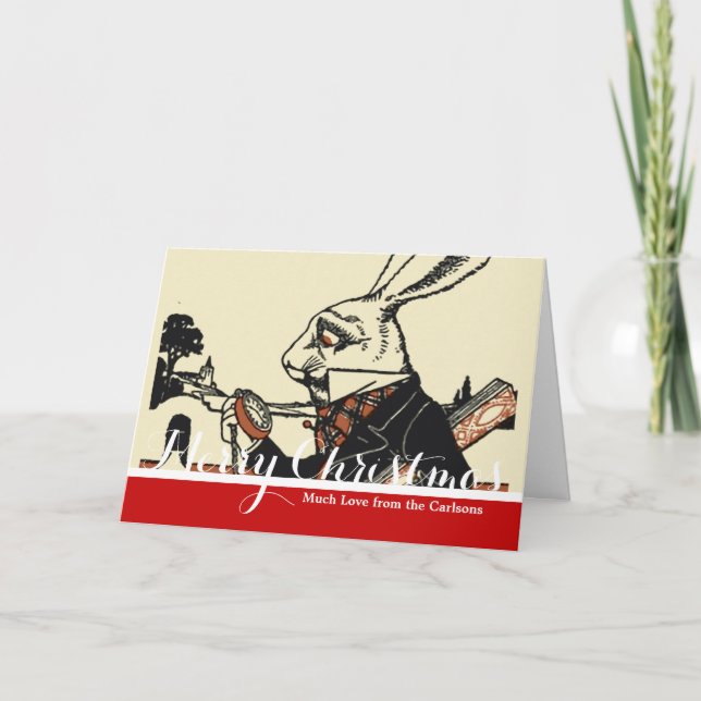 Alice White Rabbit Classic Wonderland  Holiday Card (Front)