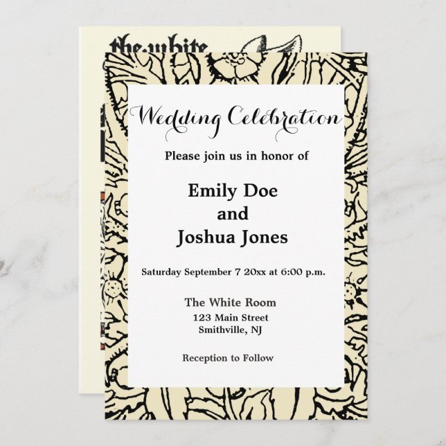 Alice White Rabbit Classic Wonderland  Invitation (Front/Back)