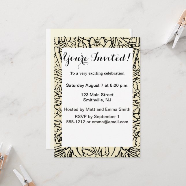 Alice White Rabbit Classic Wonderland  Invitation (Front/Back In Situ)