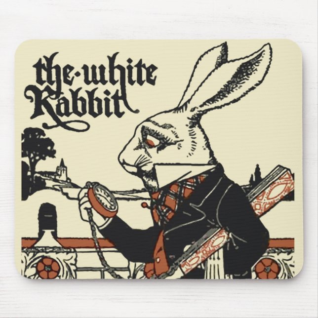 Alice White Rabbit Classic Wonderland  Mouse Mat (Front)