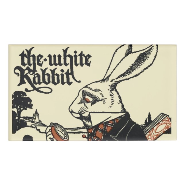 Alice White Rabbit Classic Wonderland  Name Tag (Front)