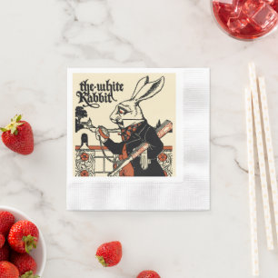 Alice White Rabbit Classic Wonderland  Napkin