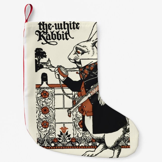 Alice White Rabbit Classic Wonderland  Small Christmas Stocking (Front)
