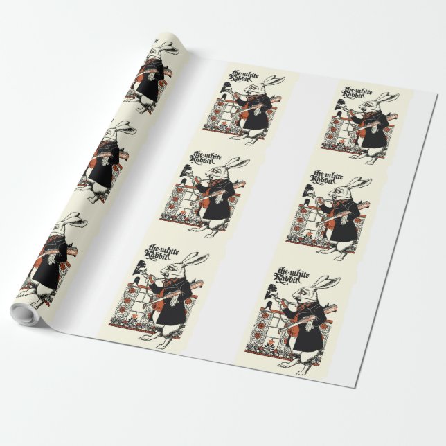 Alice White Rabbit Classic Wonderland  Wrapping Paper (Unrolled)