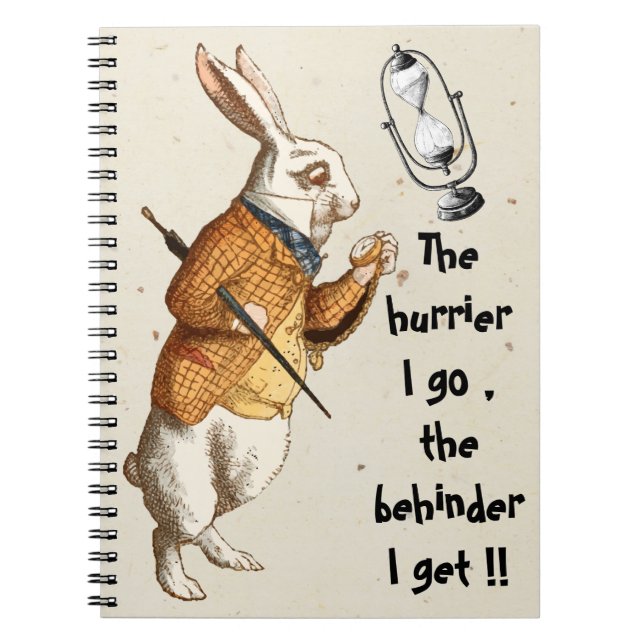 Alice - White Rabbit - Hour Glass 1865 Notebook (Front)