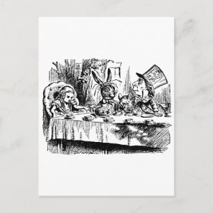 Alice, White Rabbit, Tea Party Postcard