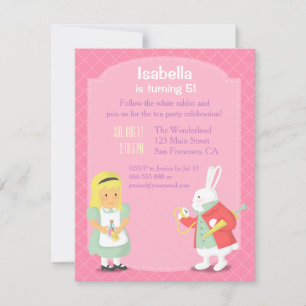 Alice White Rabbit Wonderland Birthday Party Invitation