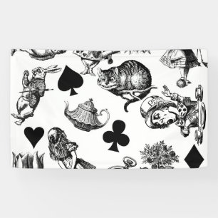 Alice White Rabbit Wonderland Cheshire Cat Banner