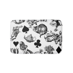Alice White Rabbit Wonderland Cheshire Cat Bath Mat