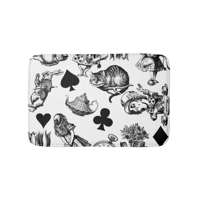 Alice White Rabbit Wonderland Cheshire Cat Bath Mat (Front)
