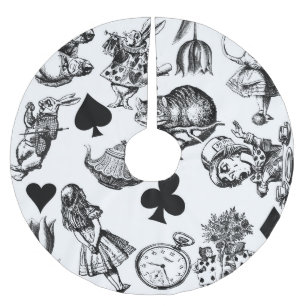 Alice White Rabbit Wonderland Cheshire Cat Brushed Polyester Tree Skirt