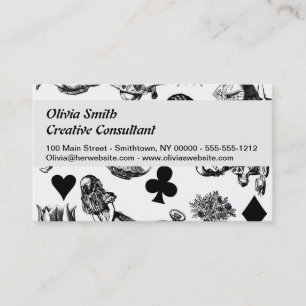 Alice White Rabbit Wonderland Cheshire Cat Business Card